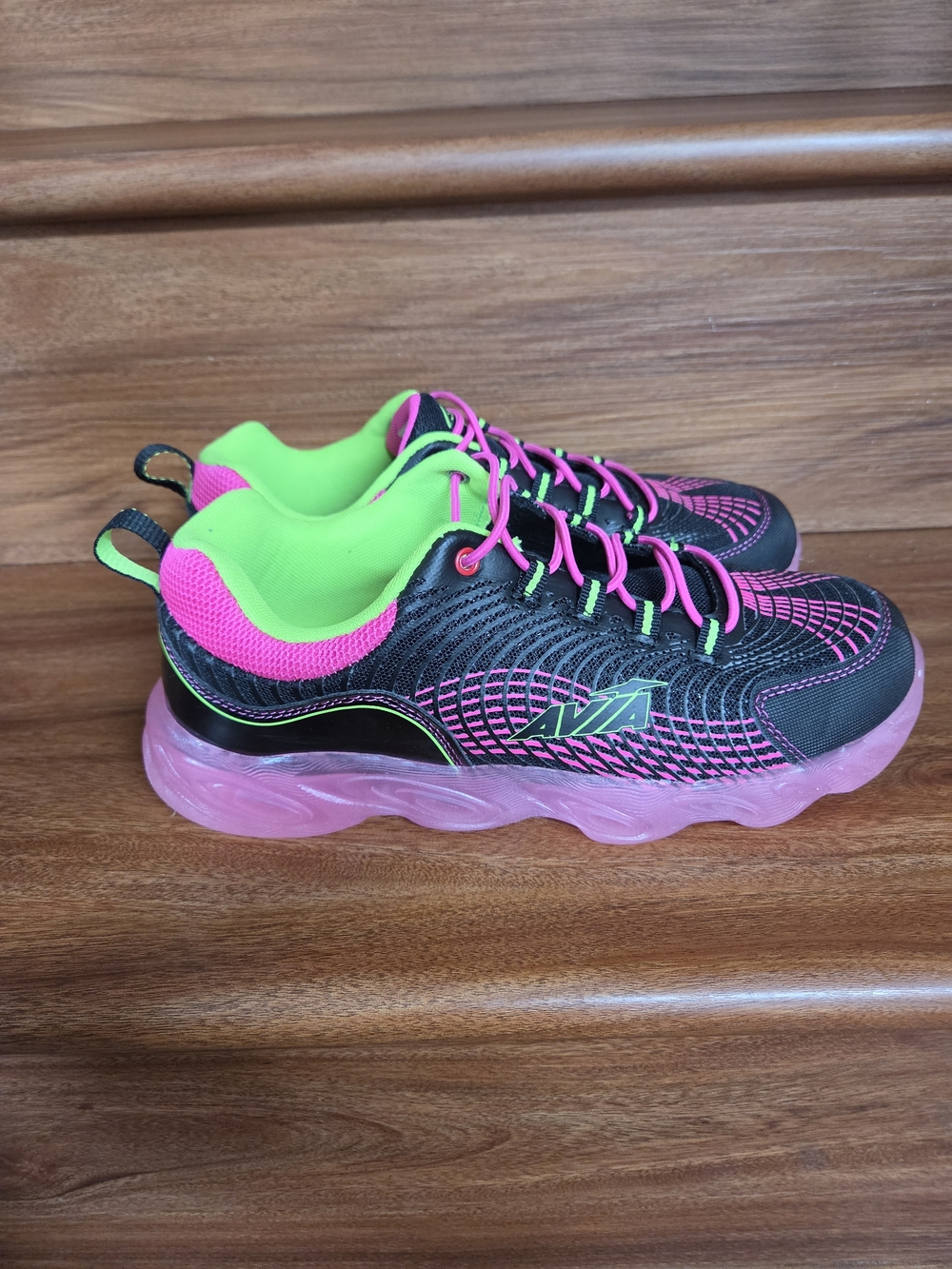 Kids Neon Pink & Green Light-Up Athletic Sneakers - Unbranded